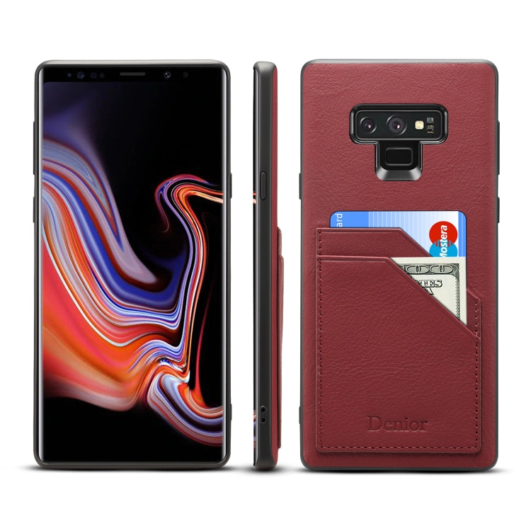 For Galaxy Note9 Denior V1 Luxury Car Cowhide Leather Protective Case with Double Card Slots