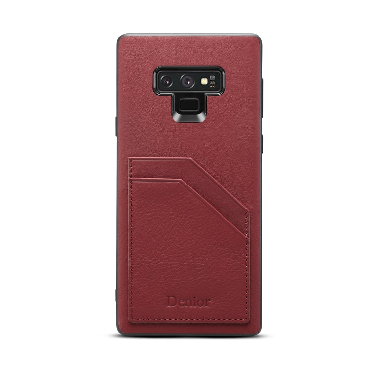 For Galaxy Note9 Denior V1 Luxury Car Cowhide Leather Protective Case with Double Card Slots