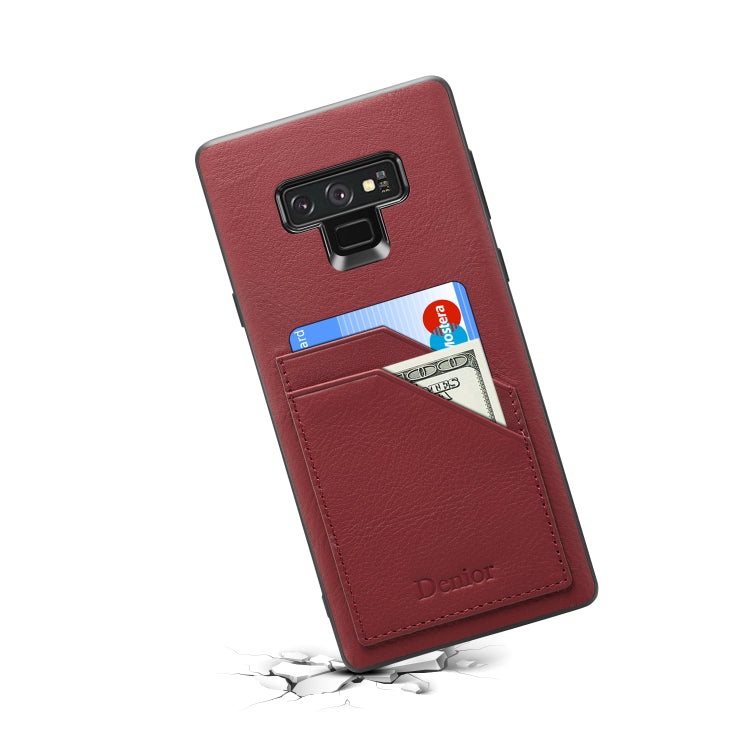 For Galaxy Note9 Denior V1 Luxury Car Cowhide Leather Protective Case with Double Card Slots