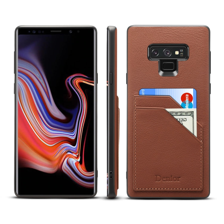For Galaxy Note9 Denior V1 Luxury Car Cowhide Leather Protective Case with Double Card Slots