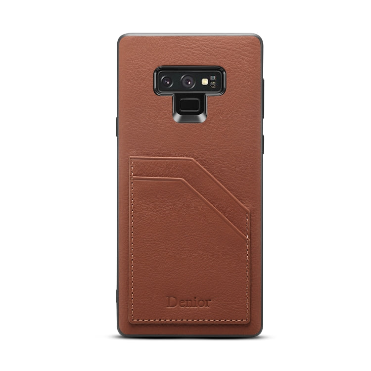 For Galaxy Note9 Denior V1 Luxury Car Cowhide Leather Protective Case with Double Card Slots