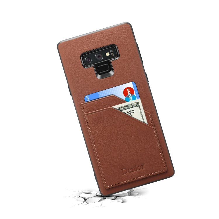 For Galaxy Note9 Denior V1 Luxury Car Cowhide Leather Protective Case with Double Card Slots