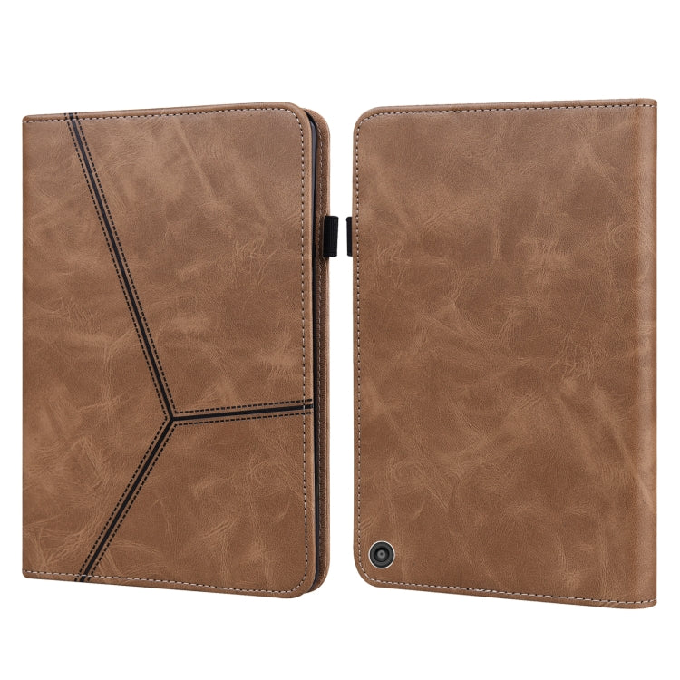 For Amazon Fire HD 10 Plus / Fire HD 10 (2021) Solid Color Embossed Striped Leather Case