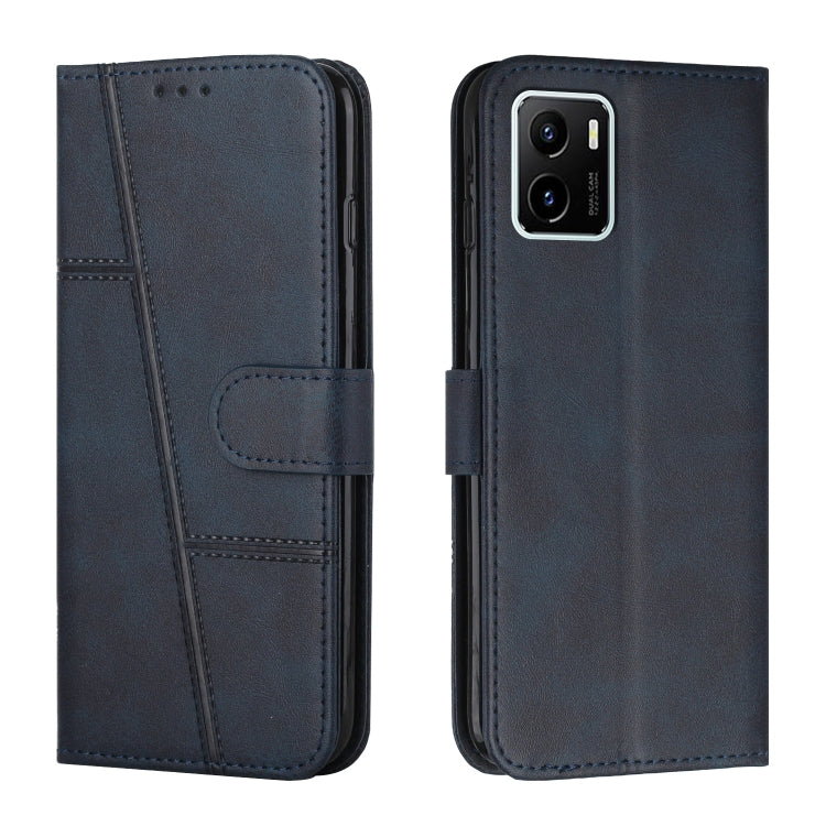 For vivo Y15s Stitching Calf Texture Buckle Leather Phone Case