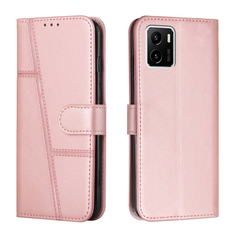 For vivo Y15s Stitching Calf Texture Buckle Leather Phone Case