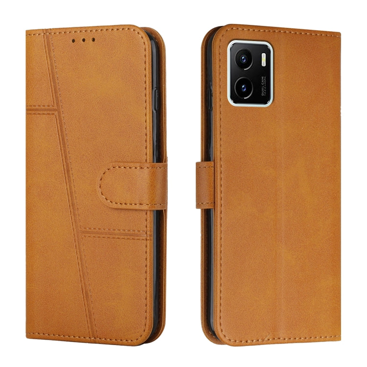 For vivo Y15s Stitching Calf Texture Buckle Leather Phone Case