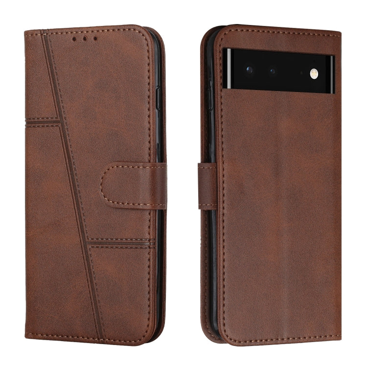 For Google Pixel 6 Stitching Calf Texture Buckle Leather Phone Case