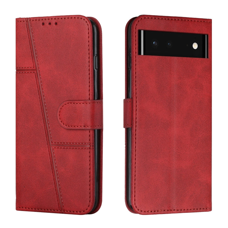 For Google Pixel 6 Stitching Calf Texture Buckle Leather Phone Case
