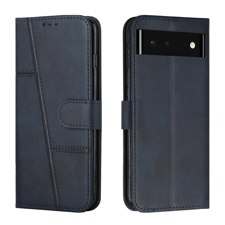 For Google Pixel 6 Stitching Calf Texture Buckle Leather Phone Case