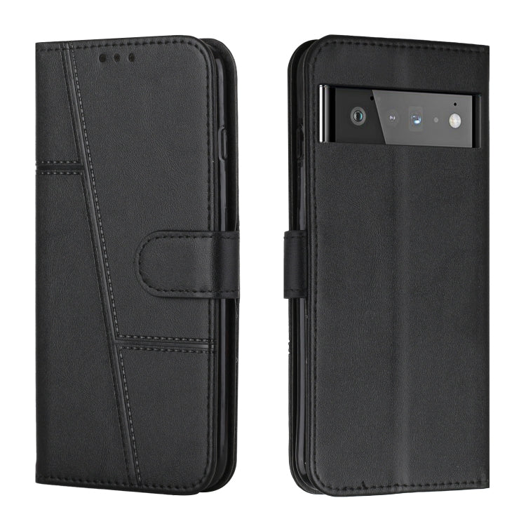For Google Pixel 6 Pro Stitching Calf Texture Buckle Leather Phone Case