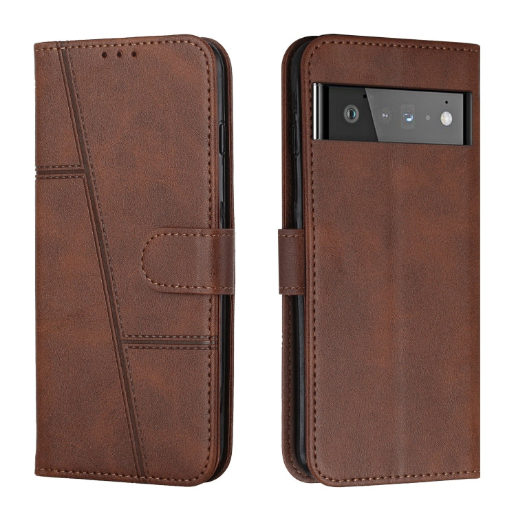 For Google Pixel 6 Pro Stitching Calf Texture Buckle Leather Phone Case