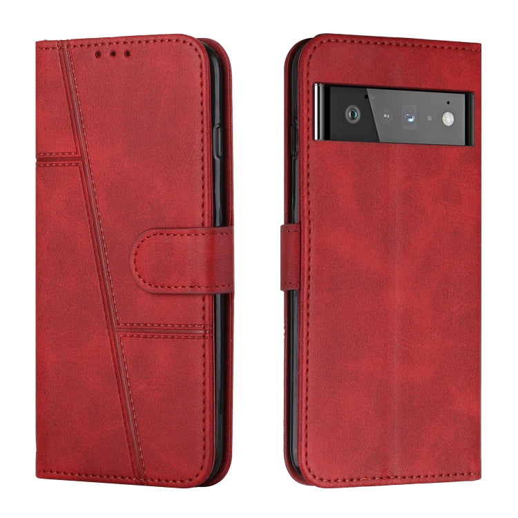 For Google Pixel 6 Pro Stitching Calf Texture Buckle Leather Phone Case