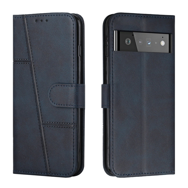 For Google Pixel 6 Pro Stitching Calf Texture Buckle Leather Phone Case