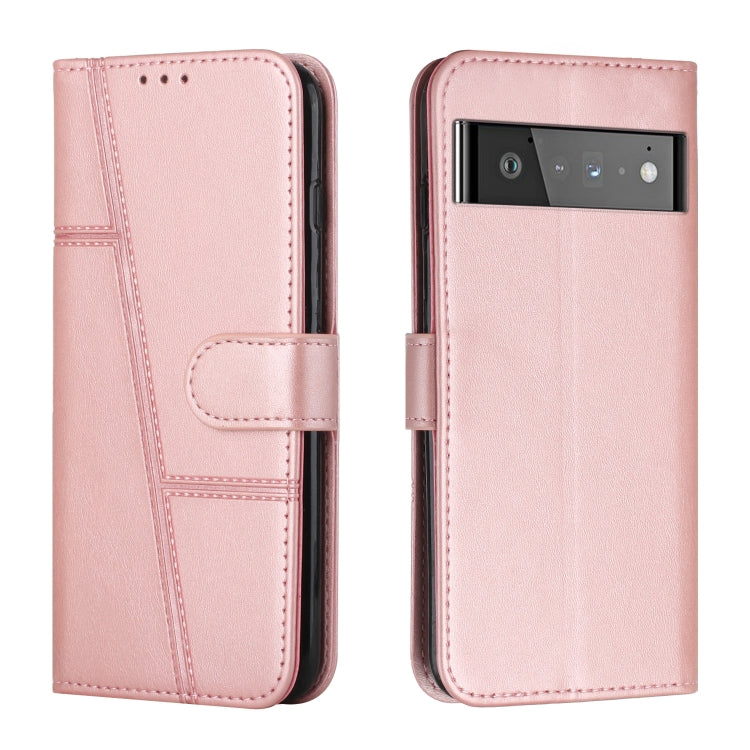 For Google Pixel 6 Pro Stitching Calf Texture Buckle Leather Phone Case