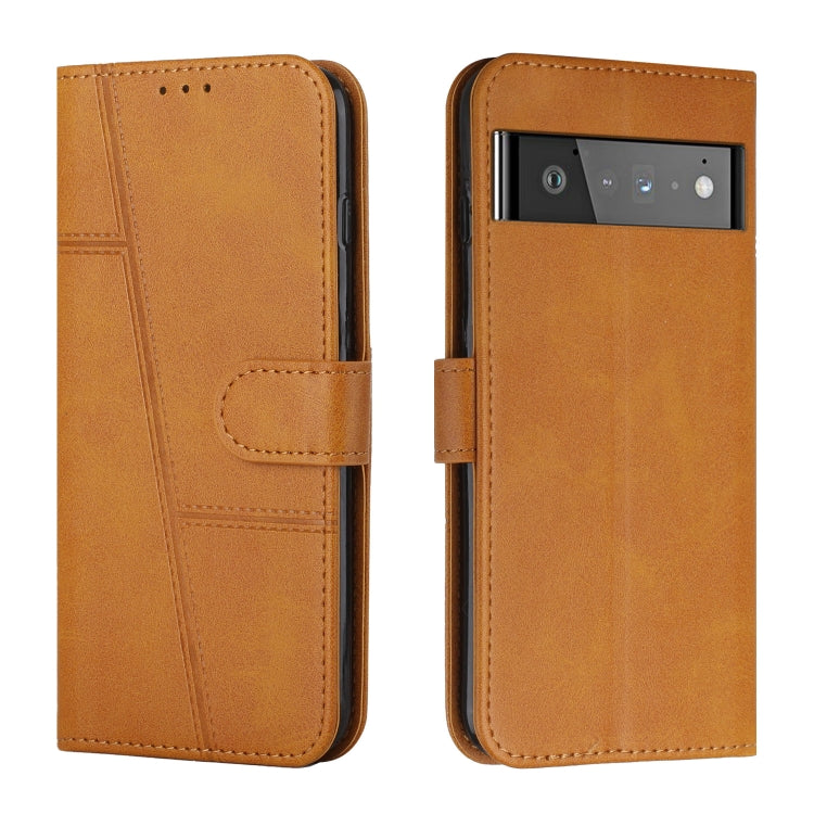 For Google Pixel 6 Pro Stitching Calf Texture Buckle Leather Phone Case