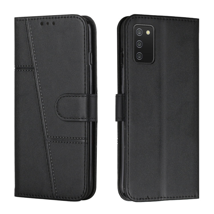 For Samsung Galaxy A03s 164mm Stitching Calf Texture Buckle Leather Phone Case