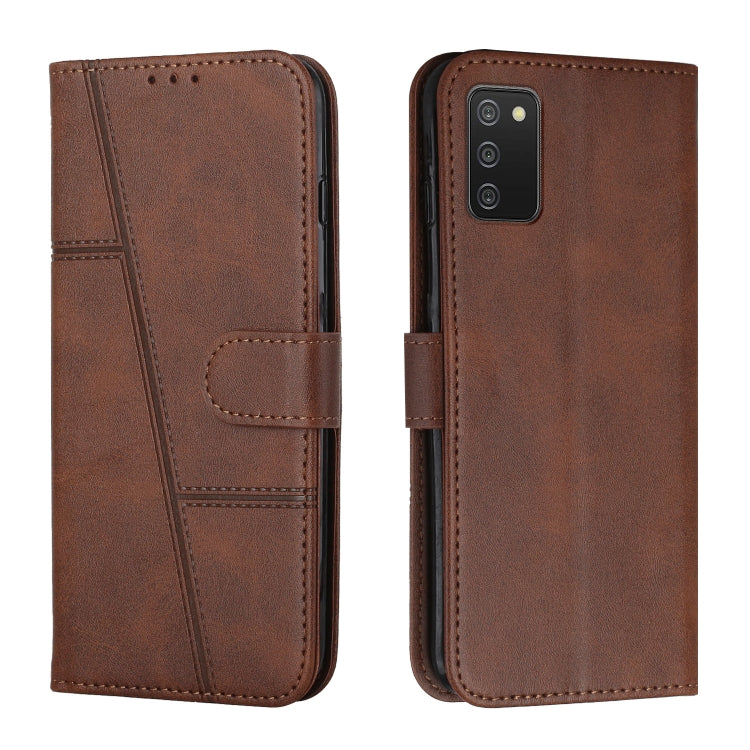 For Samsung Galaxy A03s 164mm Stitching Calf Texture Buckle Leather Phone Case