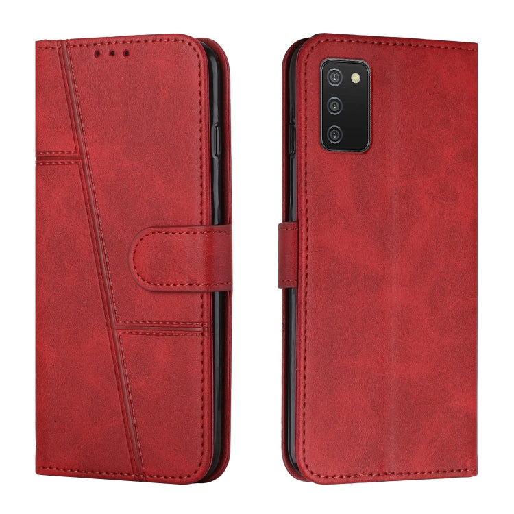 For Samsung Galaxy A03s 164mm Stitching Calf Texture Buckle Leather Phone Case