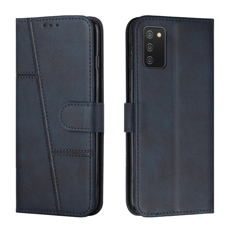 For Samsung Galaxy A03s 164mm Stitching Calf Texture Buckle Leather Phone Case