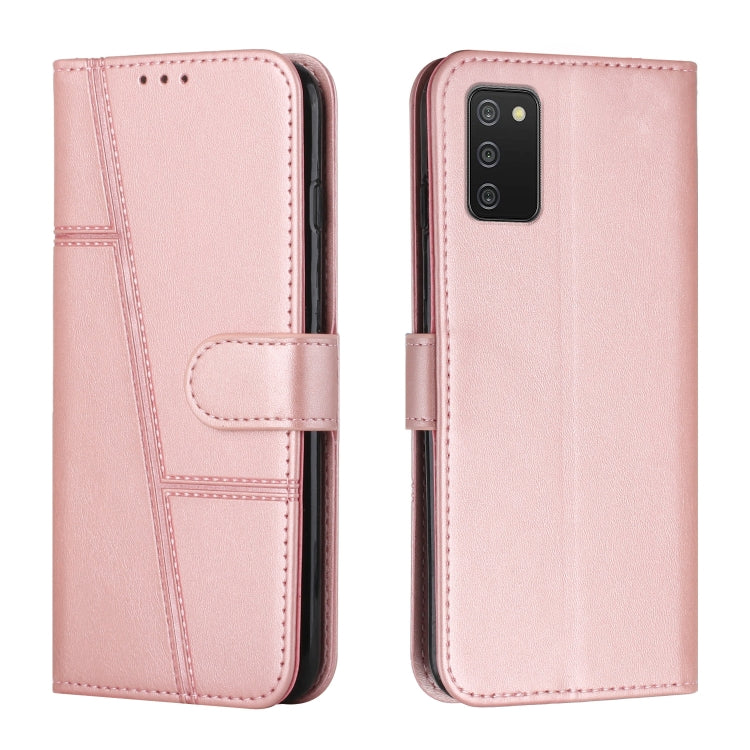 For Samsung Galaxy A03s 164mm Stitching Calf Texture Buckle Leather Phone Case