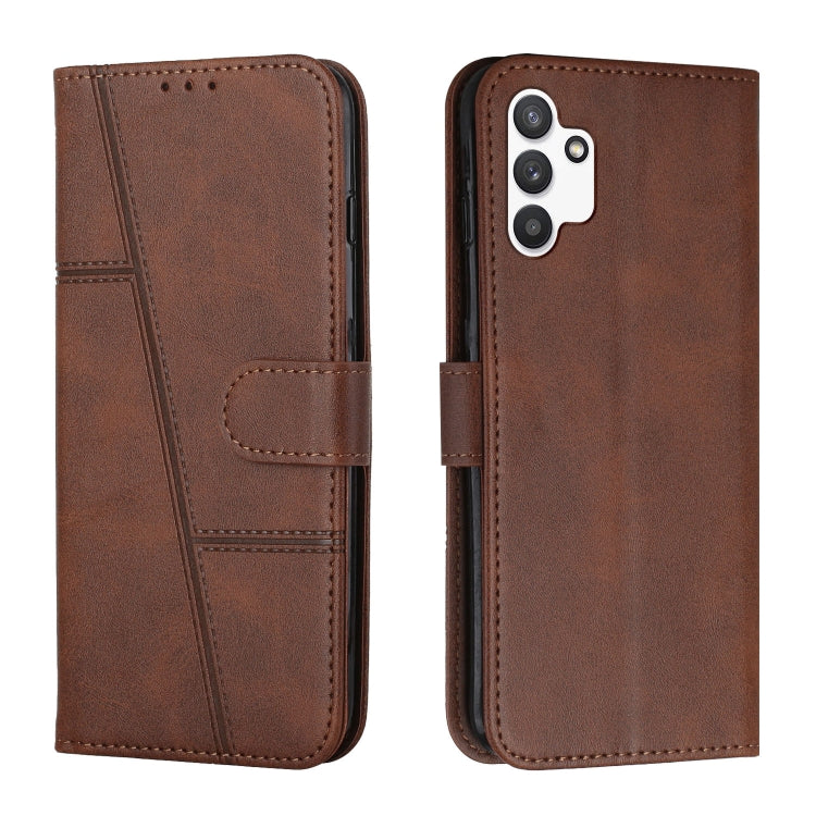 For Samsung Galaxy A13 4G Stitching Calf Texture Buckle Leather Phone Case