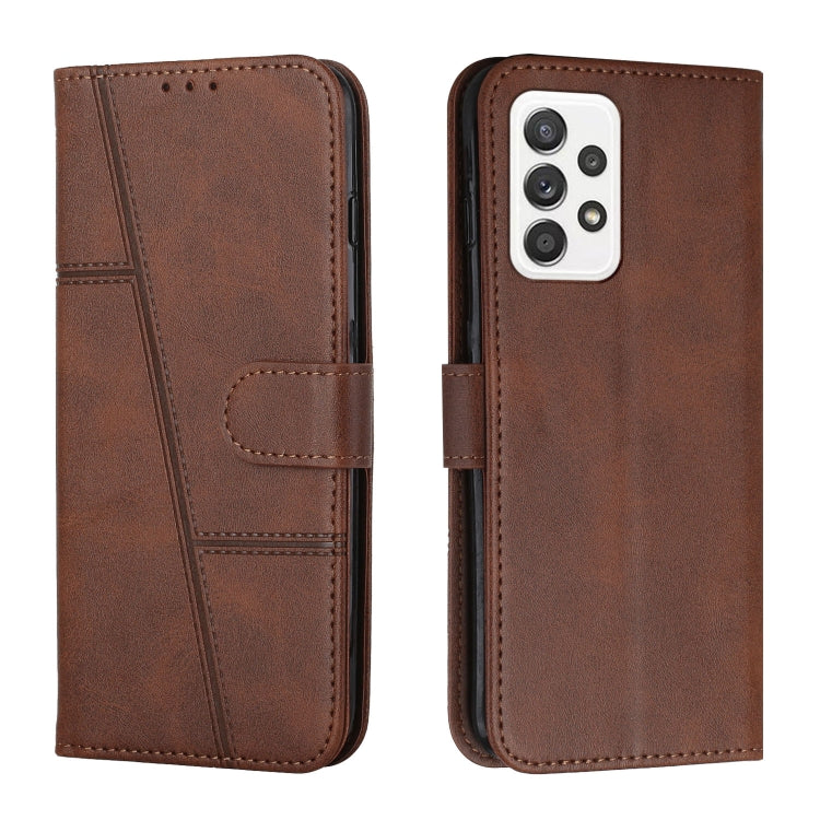 For Samsung Galaxy A73 5G Stitching Calf Texture Buckle Leather Phone Case