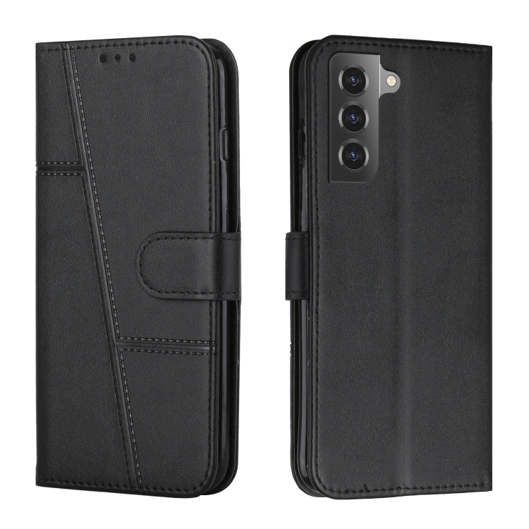 For Samsung Galaxy S22 5G Stitching Calf Texture Buckle Leather Phone Case