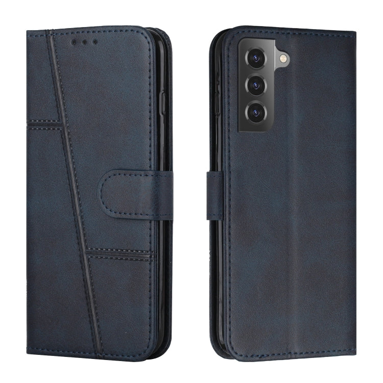 For Samsung Galaxy S22+ 5G Stitching Calf Texture Buckle Leather Phone Case