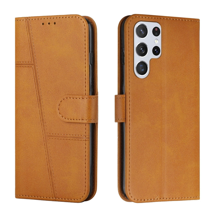 For Samsung Galaxy S22 Ultra 5G Stitching Calf Texture Buckle Leather Phone Case