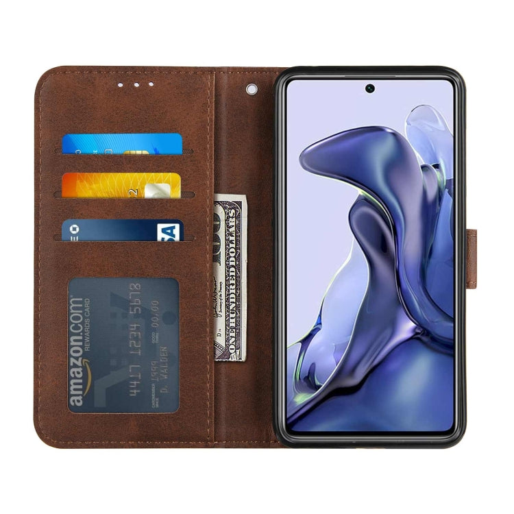 For Xiaomi 11T / 11T Pro Stitching Calf Texture Buckle Leather Phone Case