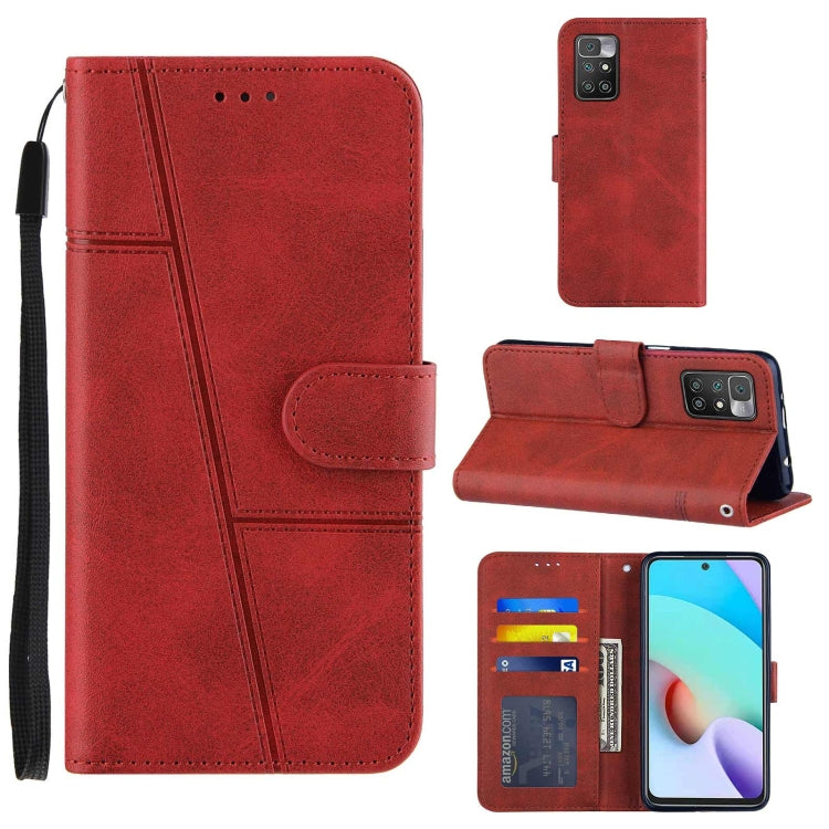 For Xiaomi Redmi 10 Stitching Calf Texture Buckle Leather Phone Case