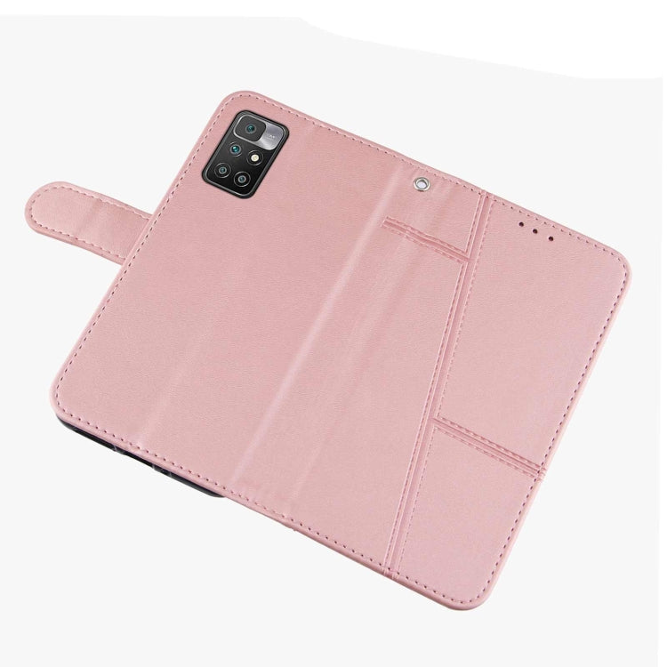 For Xiaomi Redmi 10 Stitching Calf Texture Buckle Leather Phone Case