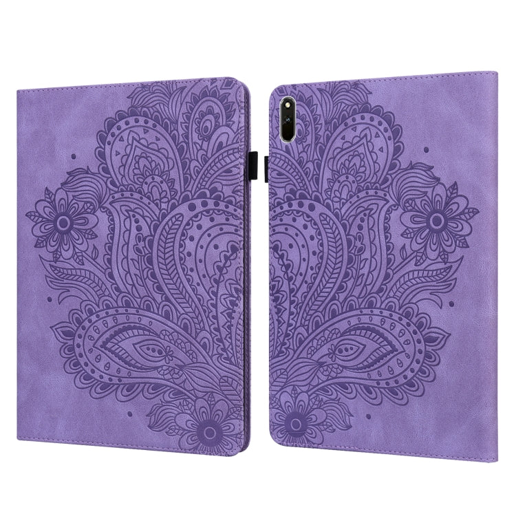 For Huawei Matepad 11 2021 Peacock Embossed Pattern TPU + PU Leather Tablet Case
