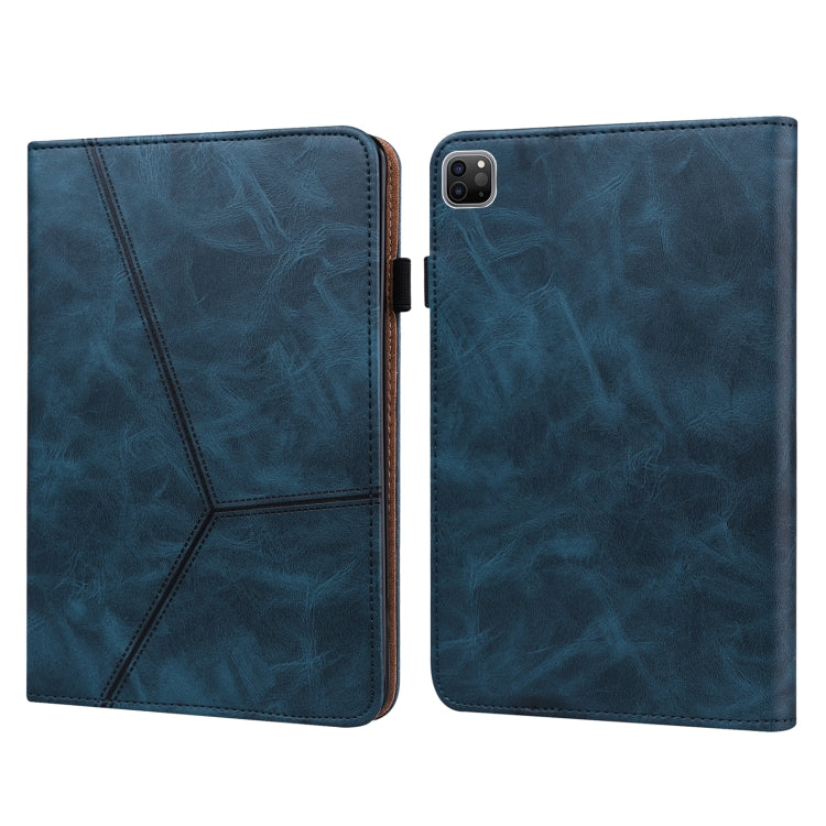 For iPad Pro 12.9 2022 / 2021 / 2020 / 2018 Solid Color Embossed Striped Leather Case