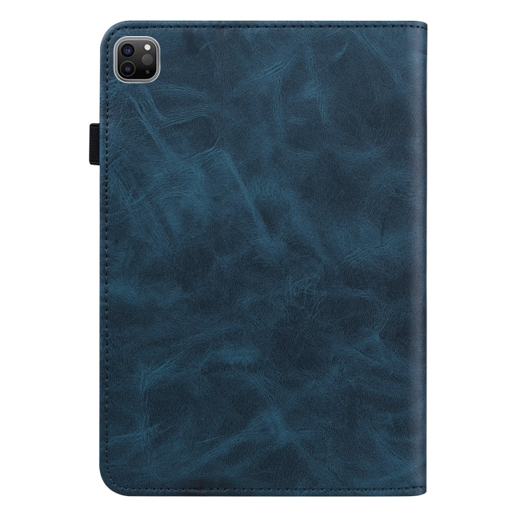 For iPad Pro 12.9 2022 / 2021 / 2020 / 2018 Solid Color Embossed Striped Leather Case