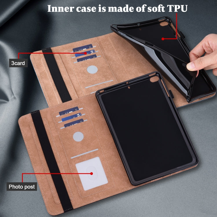For iPad Pro 12.9 2022 / 2021 / 2020 / 2018 Solid Color Embossed Striped Leather Case