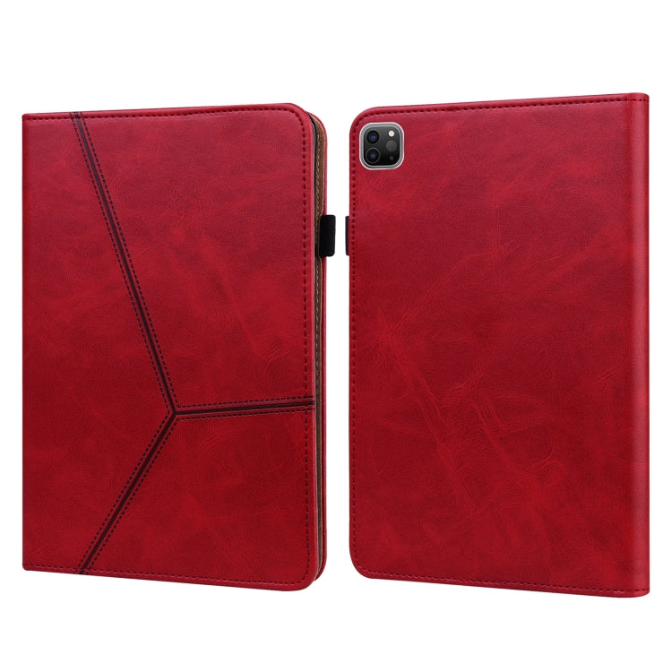 For iPad Pro 12.9 2022 / 2021 / 2020 / 2018 Solid Color Embossed Striped Leather Case