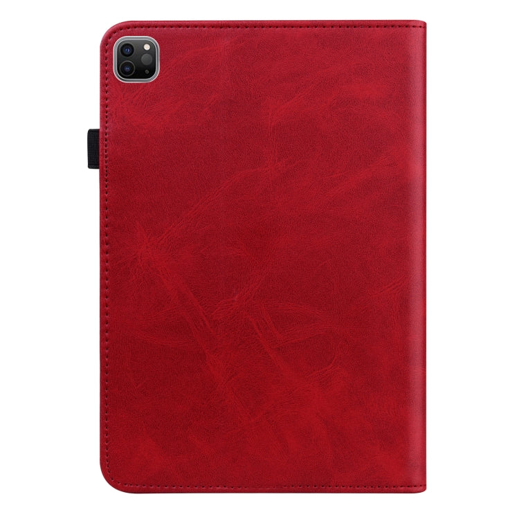 For iPad Pro 12.9 2022 / 2021 / 2020 / 2018 Solid Color Embossed Striped Leather Case