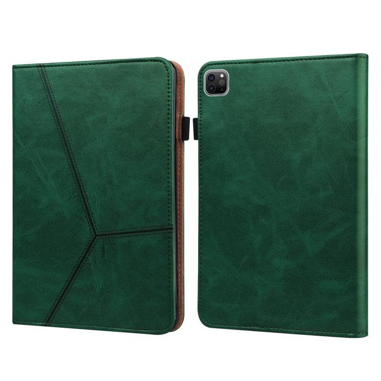 For iPad Pro 12.9 2022 / 2021 / 2020 / 2018 Solid Color Embossed Striped Leather Case
