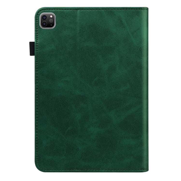 For iPad Pro 12.9 2022 / 2021 / 2020 / 2018 Solid Color Embossed Striped Leather Case