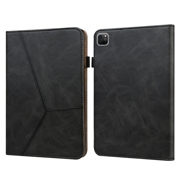 For iPad Pro 12.9 2022 / 2021 / 2020 / 2018 Solid Color Embossed Striped Leather Case