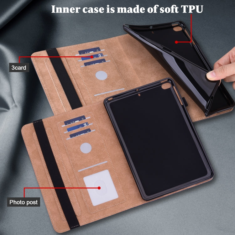 For iPad Pro 12.9 2022 / 2021 / 2020 / 2018 Solid Color Embossed Striped Leather Case