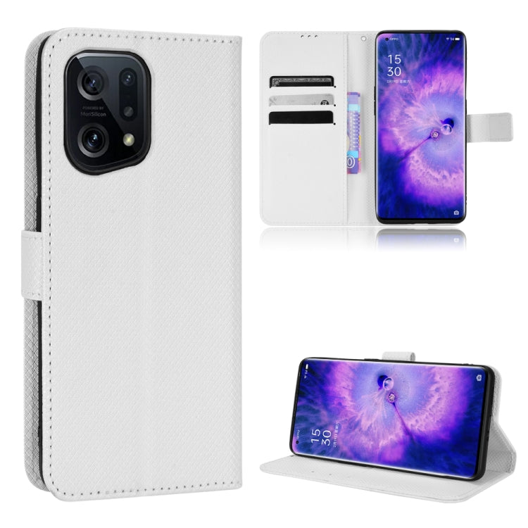 For OPPO Find X5 Diamond Texture Leather Phone Case