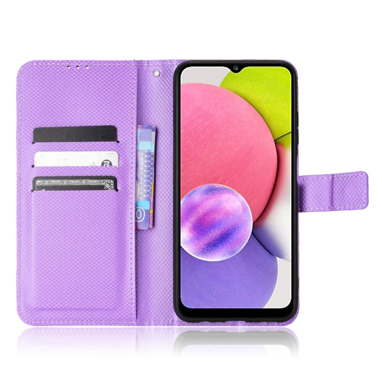 For Samsung Galaxy A03s 164.2mm Diamond Texture Leather Phone Case