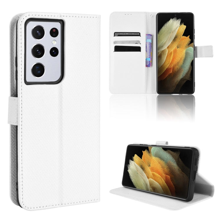 For Samsung Galaxy S21 Ultra 5G Diamond Texture Leather Phone Case