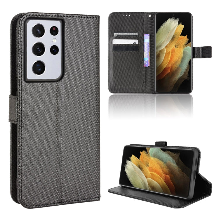 For Samsung Galaxy S21 Ultra 5G Diamond Texture Leather Phone Case