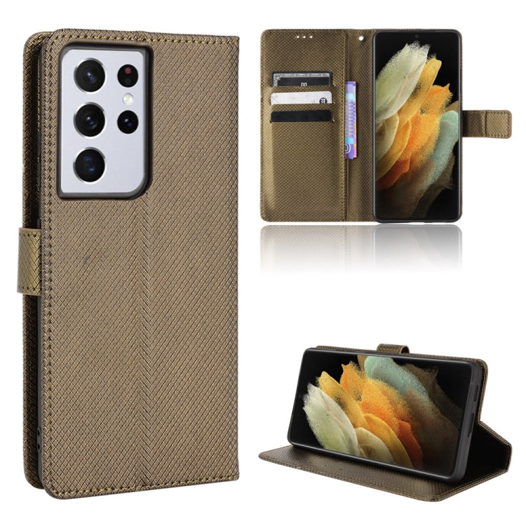 For Samsung Galaxy S21 Ultra 5G Diamond Texture Leather Phone Case