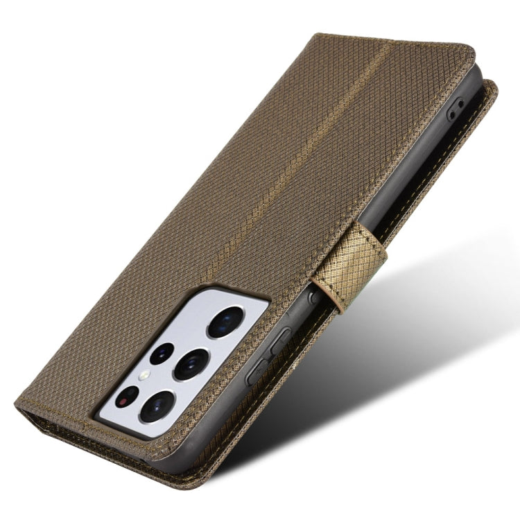 For Samsung Galaxy S21 Ultra 5G Diamond Texture Leather Phone Case