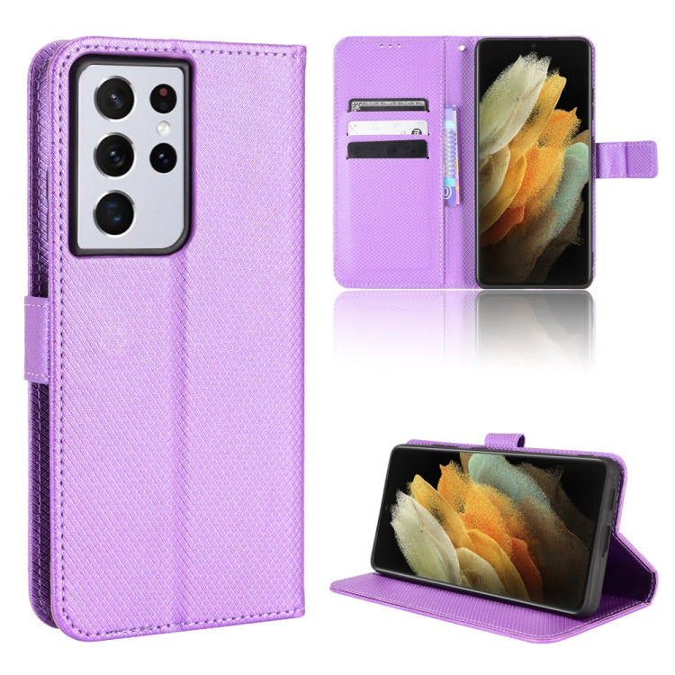 For Samsung Galaxy S21 Ultra 5G Diamond Texture Leather Phone Case