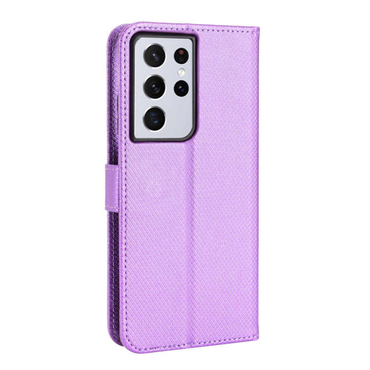 For Samsung Galaxy S21 Ultra 5G Diamond Texture Leather Phone Case